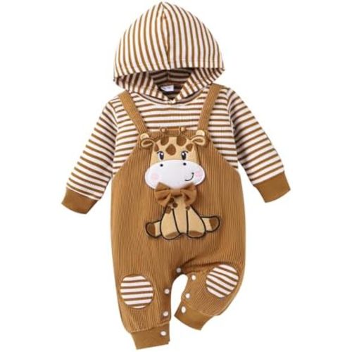Baby Boy Clothes Newborn Hoodie Romper Fall Winter One-piece Outfit Infant Cute Cartoon Clothing Set 0-18 Months
