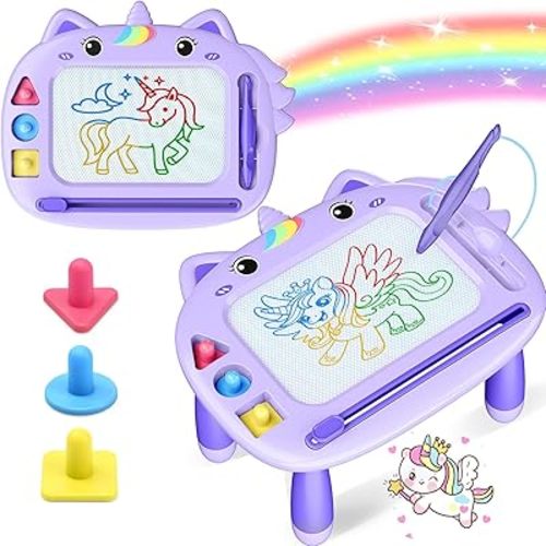 Unicorn Toddler Girl Toddler Toys, Magnetic Drawing Board, Portable Magna Kids Doodle Travel Essentials, Mess-Free Etch Sketch, Educational Toy for 3 4 5 Year Old Baby, Christmas Birthday Gifts