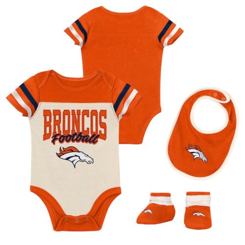 Infant & Newborn Denver Broncos Outerstuff Up One Three-Piece Bodysuit, Bib & Booties Set