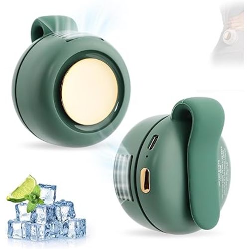 Small Clip Fan, Personal Waist Fans,Portable Silent Mini Bladeless Fan Clip On for Shirt ,Hands-Free Personal Clip Fans 3 Speeds,Clips on Waist Neck Fanes for Outdoor,Camping,Travel,Office (Green)