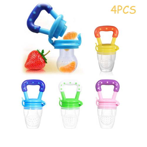 MesaSe 4Pcs Feeding Pacifier- Baby Fresh Food Fruits Soup Feeder Dummy Soother Weaning Nipple