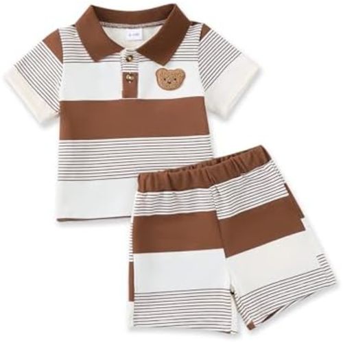 NZRVAWS Toddler Baby Boy Clothes 3 6 9 12 18 Months 2 3T Summer Spring Polo Shirt Shorts Sleeves Set Button Outfits 2 PCS