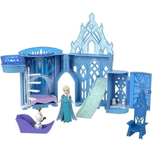 Mattel Disney Princess Toys, Storytime Stackers Elsa Ice Palace, Stackable Castle Doll House with Small Doll & 8 Pieces, Inspired by The Disney Frozen Movies