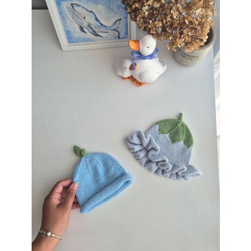 Blueberry Baby Hat, Organic Cotton Baby Bucket Hat, Summer Baby Photo Prop, Newborn Hospital Hat, First Birthday Gift