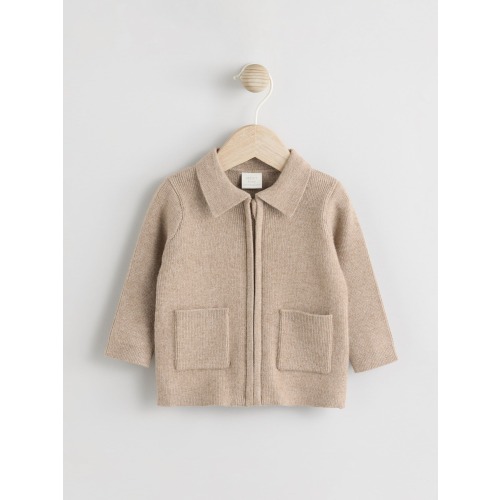 Tan Brown Zip front knitted Shacket (0mths-2yrs)