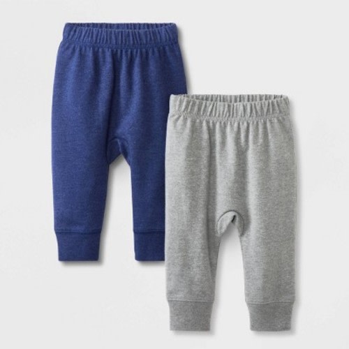 Baby Boys' 2pk French Terry Jogger Pants Set - Cat & Jack™ Navy Blue/gray