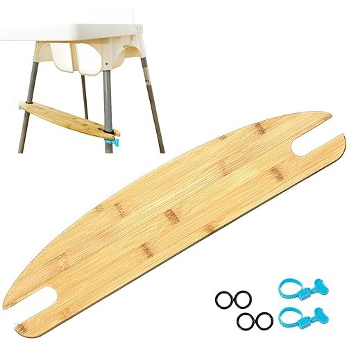 High Chair Footrest, Natural Bamboo Wooden Footrest Compatible with IKEA Antilop High Chairs Accessories, Adjustable HighChair Foot Rest
