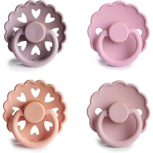 Amazon.com : FRIGG Natural Rubber Baby Pacifier 4-Pack Rosy Romance | Made in Denmark | BPA-Free (6-18 Months) : Baby