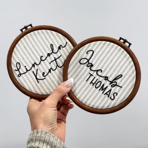 Baby name sign embroidered announcement, Newborn birth announcement plaque, Name birth announcement, Hospital Door Name Plate