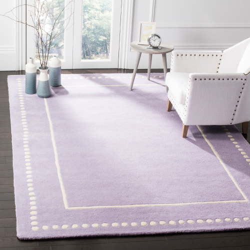 SAFAVIEH Bella Danita Plain Dotted Bordered Wool Area Rug, Lavender/Ivory, 4' x 6'