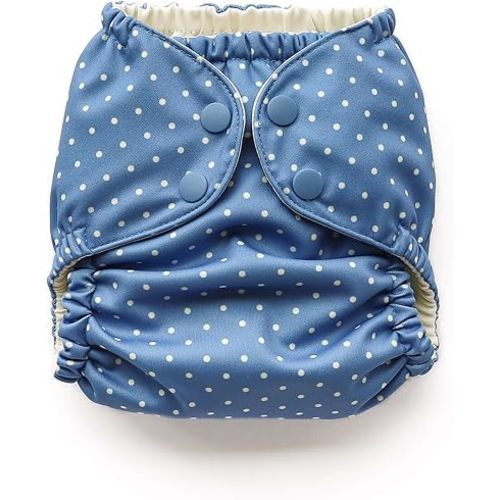 Esembly Cloth Diaper Cover - Reusable Swim Diaper, Waterproof, Breathable - Adjustable Outer Layer Over Absorbent Inner for Blowout Protection - Penny Dot, Size 1 (7-17lbs)