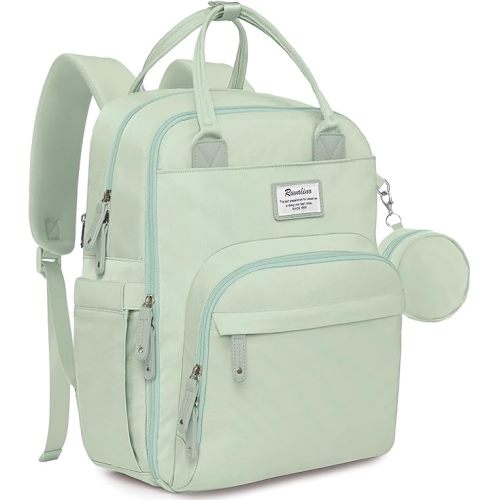 RUVALINO Diaper Bag Backpack-Multifunction Baby Travel Bag with Changing pad, Insulated Bottle Holders & Pacifier Case, Large Capacity, Waterproof, Mint Green