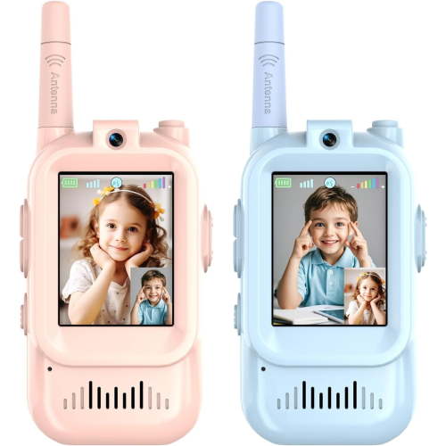 Video Walkie Talkies for Kids 2 Pack with Camera, Long Range USB-C Rechargeable Walkie Talkies with Voice Changer & Real-Time Video Chat, Toy Radios for Boys Girls Ages 3-12 Outdoor Indoor Play