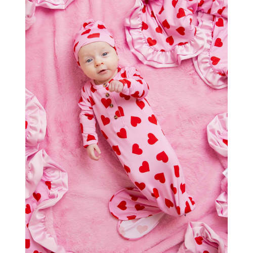 All Heart Eyes Knotted Gown & Beanie Set