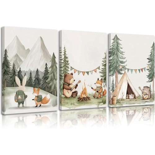 Woodland Animal Nursery Canvas Wall Art