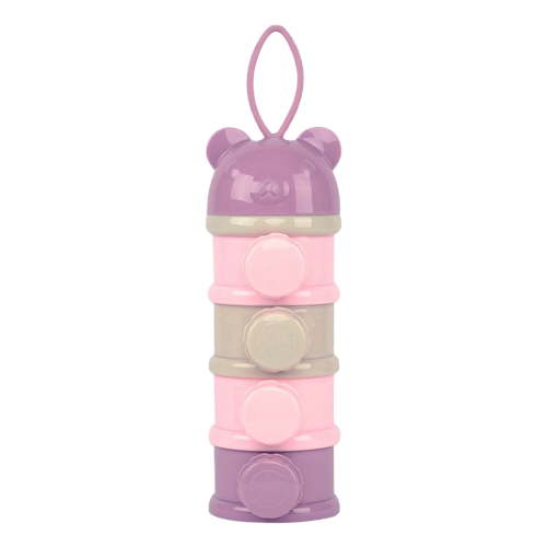 Baby Formula Dispenser On The Go, Four Layer Stackable Formula Dispenser Formula Container to Go - Portable Milk Powder Kids Snack Storage Container, BPA Free -Pink