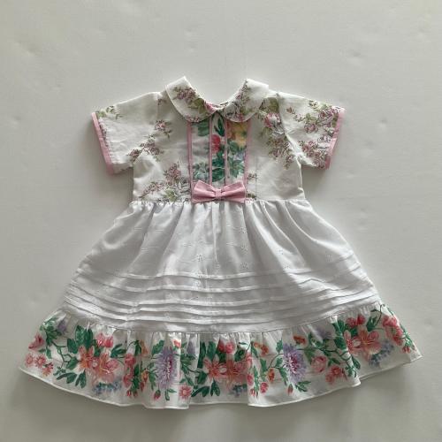Vintage Inspired Floral Cotton Girls Dress, Peter Pan Collar - Size 2 (US 2t)