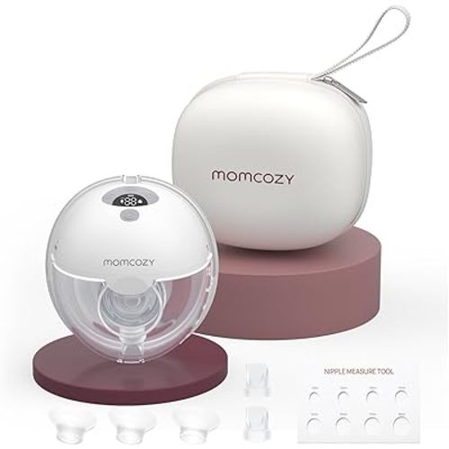 Momcozy M5 Smart App Control Hands Free Breast Pump, Double Wearable Breast Pump of Baby Mouth Double-Sealed Flange with 3 Modes & 9 Levels, Electric Pump Portable - 24mm, 1 Pack, Gray