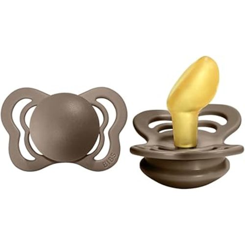 BIBS Pacifiers - Couture Collection | BPA-Free Baby Pacifier | Made in Denmark | Set of 2 Dark Oak Color Premium Soothers | Size 0-6 Months