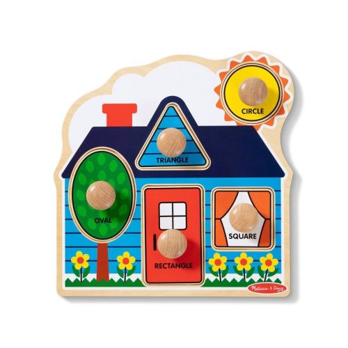 Melissa & Doug First Shapes Wooden Jumbo Peg Puzzle - 5pc With Handles (Babies, Toddlers): Educational Memory & Motor Skills Development Toy