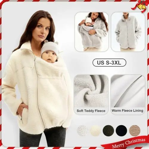 Pwest MAMA Before & After Babywearing Fleece Jacket Soft Teddy | Black Friday Sale TikTok Shop