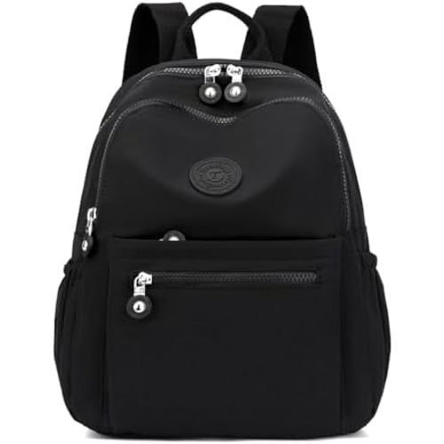 Mini Nylon Women Backpacks,11L Small Ladies backpacks Casual Lightweight Women Shopping Travel Daypack (Black)
