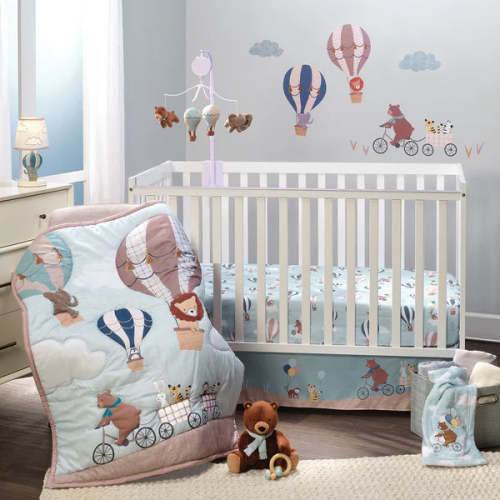 Up Up & Away 3-Piece Animals/Hot Air Balloon Crib Bedding Set – Paraiso Infantil