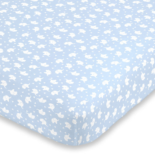 Harriet Bee NoJo Super Soft Pink and White Hagar Elephant Fitted Mini Crib Sheet & Reviews | Wayfair