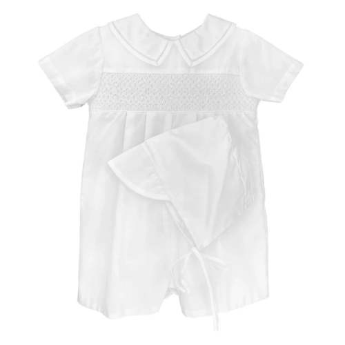 Diamond Smocked Romper & Bonnet Set