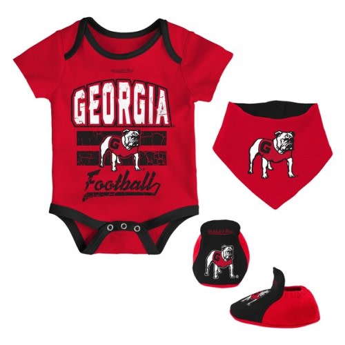 Georgia Bulldogs Mitchell & Ness Newborn & Infant 3-Pack Bodysuit, Bib and Bootie Set - Red