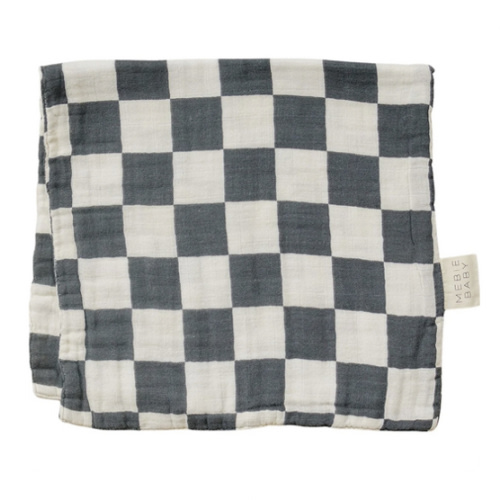 Charcoal Checkered Muslin Burp Cloth