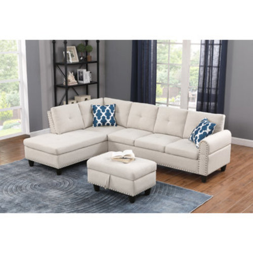 Three Posts™ Alger Left-Hand Facing Sectional with Ottoman & Reviews | Wayfair