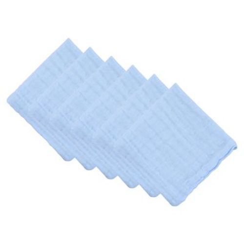 REGALWOVEN 12" x 12" Cotton Muslin Washcloths, Soft & Absorbent Reusable Face Cloths for Bathroom, Kitchen, Gym, Spa, Office 6 Pack Blue