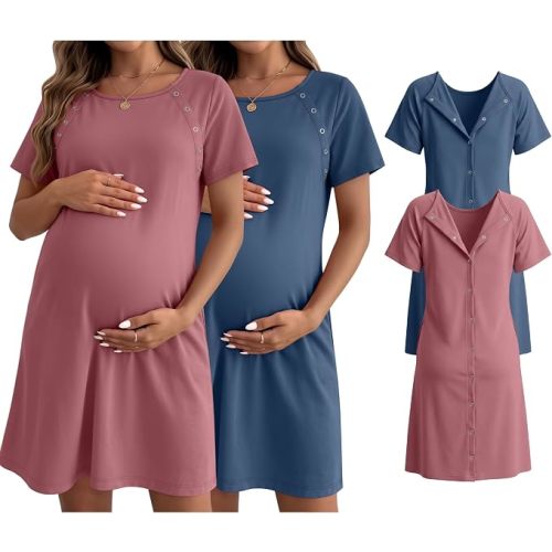 Huukeay 2 Pack Labor and Delivery Hospital Gown