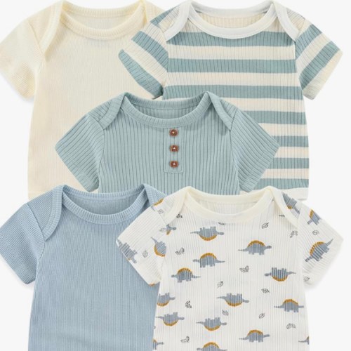 Baby Bodysuits Ribbed Mix Summer Newborn Boy Girl Clothes 5-pack