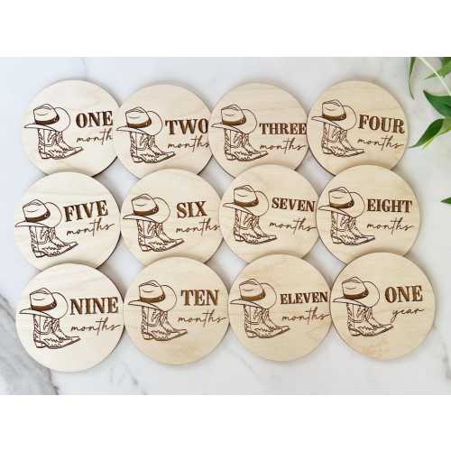 Cowboy Monthly Milestone Marker for Baby, Newborn Photo Prop, Cowboy Boots Milestone Cards, Western Baby Shower Gift