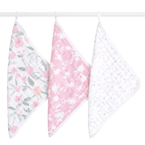 Ma Fleur Cotton Muslin Washcloths 3pk | aden + anais