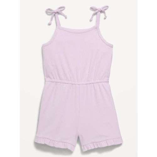 Sleeveless Tie-Bow Ribbed Romper for Toddler Girls