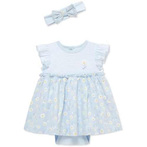 Little Me Clothes for Baby Girls' Popover Bodysuit Dress and Headband Set, 3-12 Months