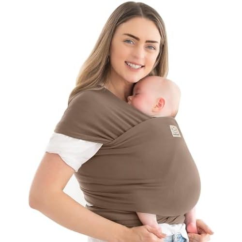 KeaBabies Baby Wrap Carrier, All in 1 Original Baby Carrier, Saddle Brown