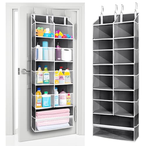 ULG Over the Door Organizer, 5-Tier Extra Large Hanging Storage with 10 Mesh Pockets, 100 lbs Capacity, Heavy Duty Door Organizer for Closet, Bedroom,Grey
