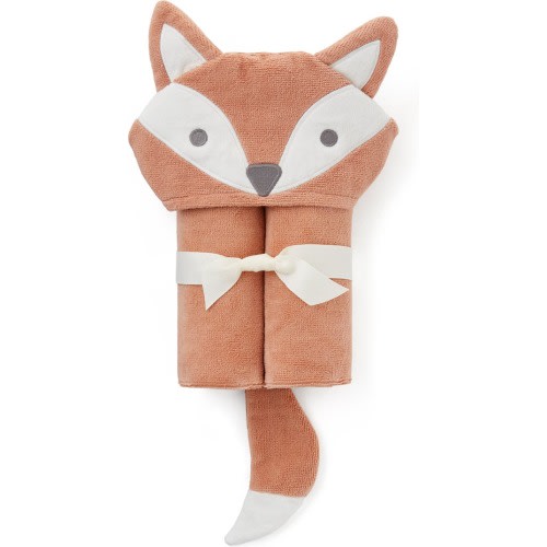 Elegant Baby Terry Velour Hooded Fox Towel, Rust
