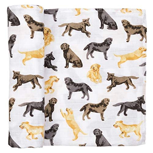Mud Pie Labrador Retriever Print Muslin Baby Swaddle Blanket, 1 Piece