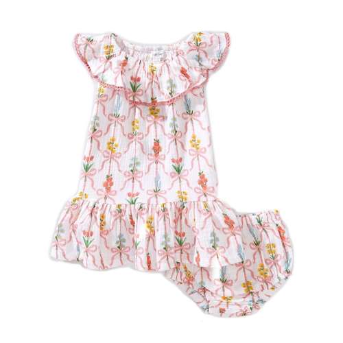 Angel Dear Baby Girls Ribbon Bouquets Dress