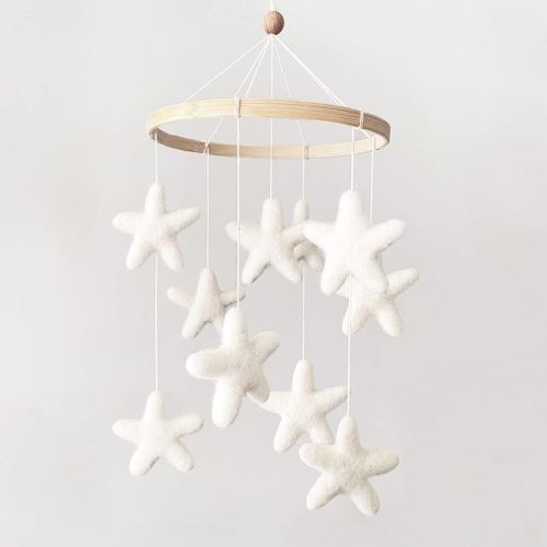 Baby Mobile for Crib - Boho Crib Mobile - Felt Star Mobile - Gender Neutral Baby Mobile - Boho Nursery Decor - Crib Mobile for Girls, Boys - Mobile for Bassinet, Pack N Play - Star