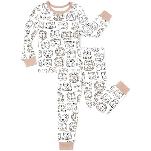 PATPAT Bamboo Viscose Pajama Set for Toddlers with Improved Tensile Strength, Snug Fit Pjs Sleeper for Baby Boys Girls Kids