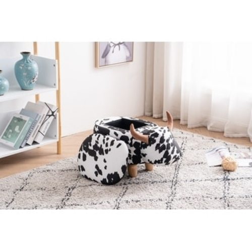 Animal Cow Storage Upholstered Kids Ottoman