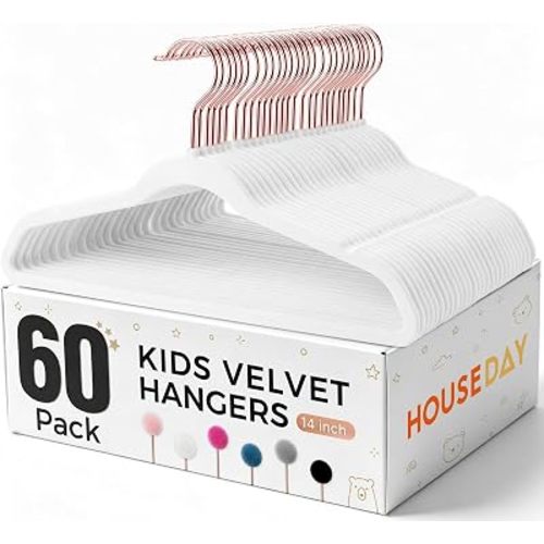 HOUSE DAY Velvet Kids Hangers 60 Pack, Premium Childrens Hangers for Closet