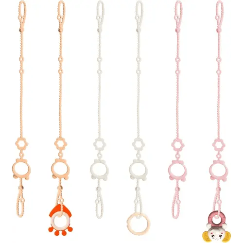 Toy Straps for Baby, 6pcs Adjustable Toy Holder for Stroller Accessories, Silicone Baby Tether Pacifier Clip, No Throw Baby Travel Essential Leash for High Chair, Car Seat, Baby Toy Clips