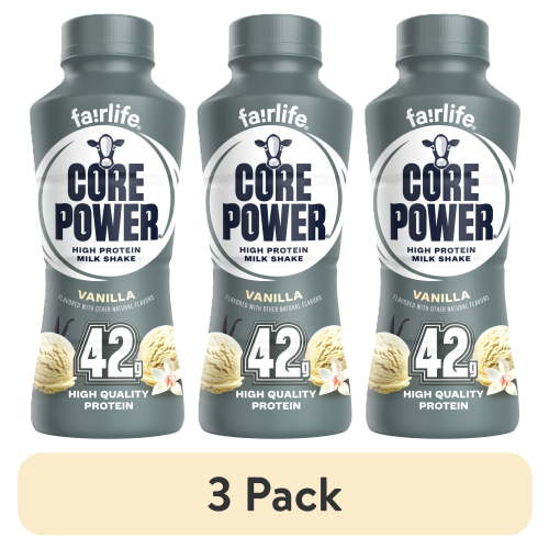 (3 pack) Core Power Elite High Protein Shake with 42g Protein by fairlife Milk, Vanilla, 14 fl oz